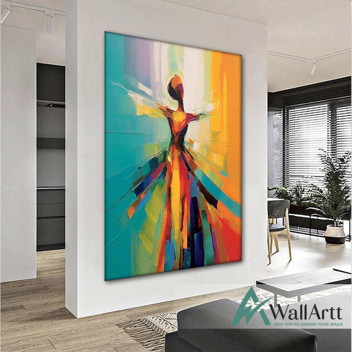 Colorful Ballerina 3D Heavy Textured Partial oil Painting